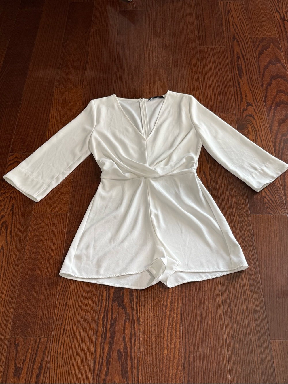 Zara White V-Neck Twist-Front Romper